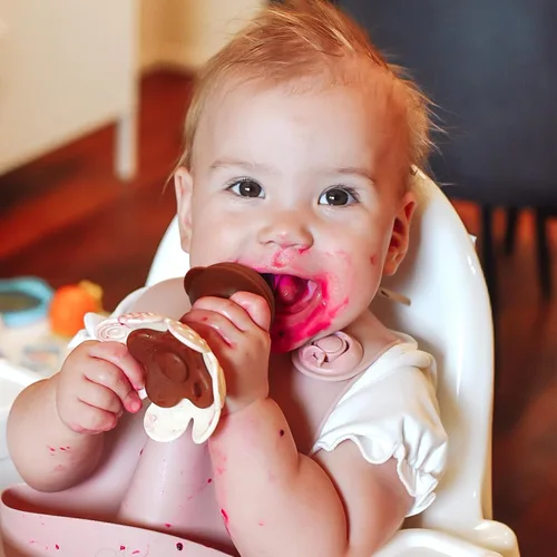 Miniatura 5 de Haakaa Flower Baby - Alimentador de alimentos de frutas frescas con mini bandeja para congelador, molde de paletas de leche materna para alivio