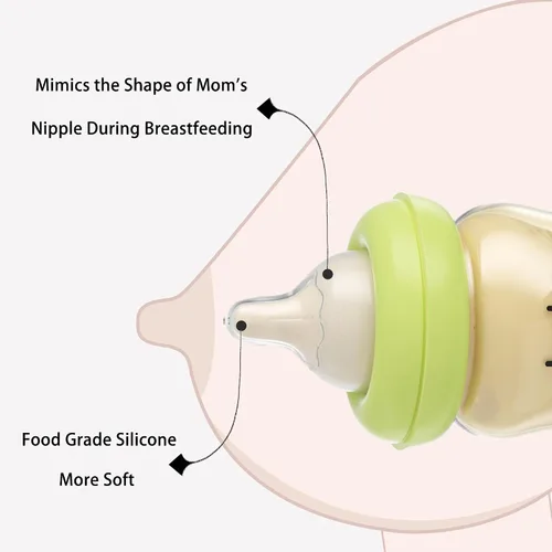 Miniatura 3 de YOHKOH Biberón PPSU de cuello ancho, biberón anticólico para recién nacidos con tetina de respuesta natural, cuerpo aerodinámico, fácil de limpiar