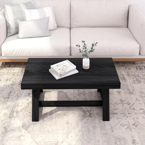 Miniatura 8 de Plank+Beam Mesa auxiliar rectangular clásica, mesa de centro de granja de 40 pulgadas, mini mesas centrales para espacios pequeños, mesa de té