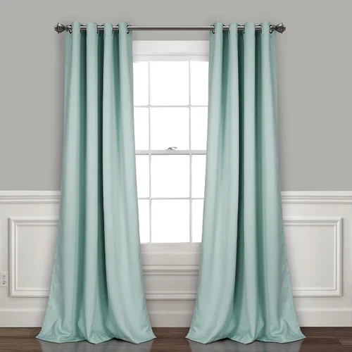 Lush Decor Paneles de cortina opacas con aislamiento con ojales, par, 52 pulgadas de ancho x 95 pulgadas de largo, color azul, diseño clásico y
