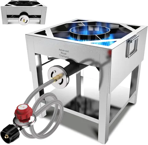 Miniatura 8 de ARC USA, 200.000 BTU al aire libre de alta presión de hierro fundido propano de cocina de gas único estufa, regulador y manguera ajustable de 0-20