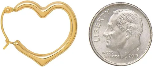 Miniatura 7 de Aretes de aro en forma de corazón de oro de 14 quilates (0.079 in de grosor), 0.630-0.787 in.
