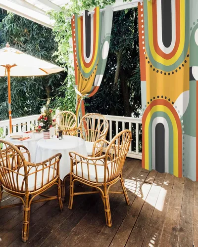 Miniatura 5 de Abstract Orange Outdoor Curtains for Patio Waterproof Drapery,Grommet Window Curtain Living Room,Bedroom,Doorway,Kitchen,Cafe,Porch,Cabana Drapes