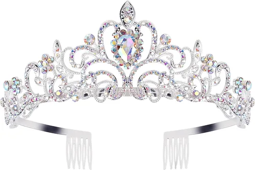 Miniatura 13 de COCIDE Diadema de cristal con coronas de tiara, corona de diamantes de imitación de princesa con peines, diademas de novia, boda, graduación, fiesta