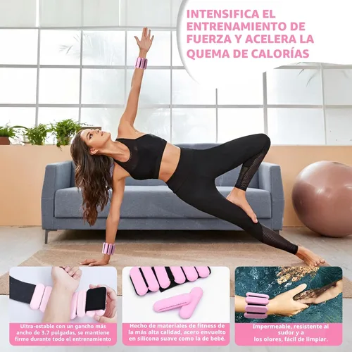 Miniatura 2 de Pesas de tobillo para mujeres y hombres, pulsera de entrenamiento con peso ajustable para muñeca para entrenamiento en casa, entrenamiento de Rosa