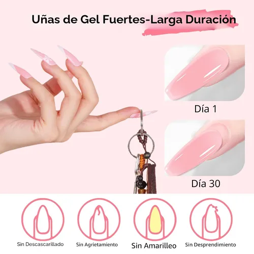 Miniatura 3 de Makartt - Gel de uñas de polietileno: constructor rosa natural de 1.7 oz (50 ml) para extensión de uñas, fortalecedor, diseño de arte de uñas
