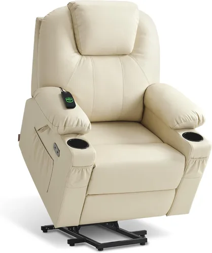 Miniatura 20 de MCombo Sillón reclinable eléctrico con capacidad de elevación, masaje y calor para ancianos, 3 posiciones, 2 bolsillos laterales y portavasos