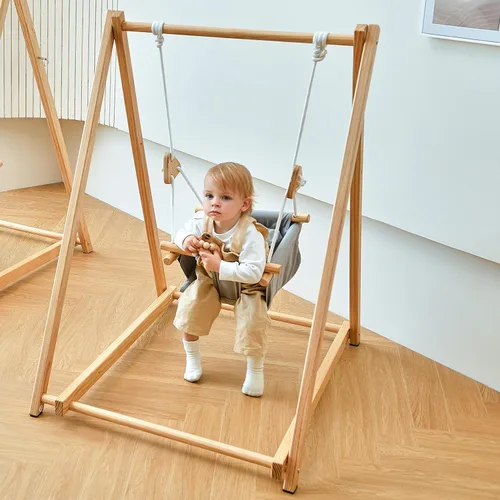 Miniatura 5 de Avenlur Spruce - Juego de columpios plegable para bebés y niños pequeños con soporte - Juego de columpios interior autoportante premium estilo Gris