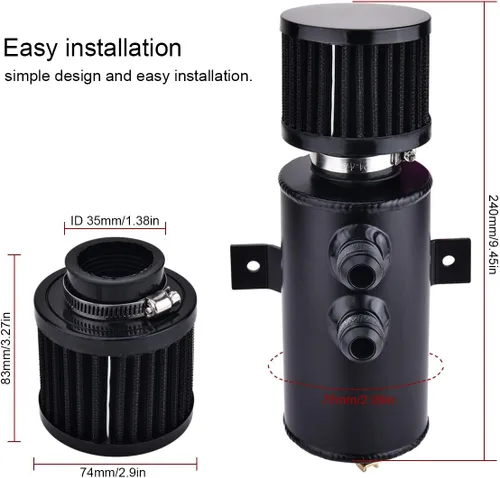 Miniatura 2 de EVIL ENERGY Lata de Captura de Aceite 10an, lata universal de 750 ml con deflector, con filtro de respiración, tanque de respiración de aluminio