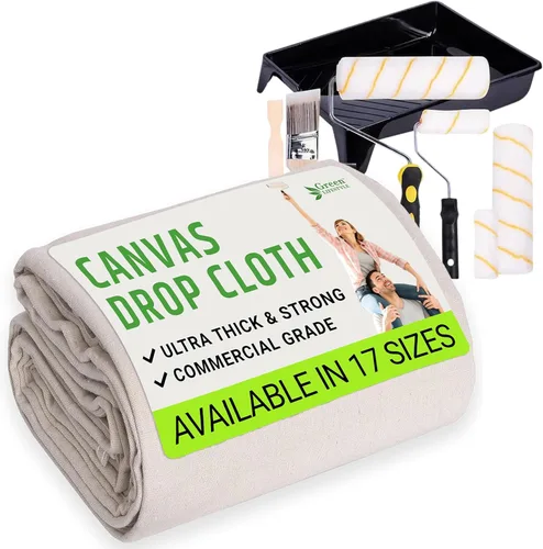 Miniatura 10 de GREEN LIFESTYLE Paños de lona multiusos para pintar, cubierta de suelo, protección resistente para muebles y superficies, lona de lona reutilizable