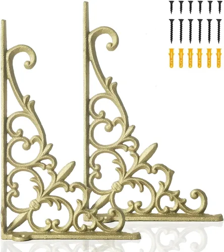 Miniatura 10 de Z Metnal Soportes decorativos para estantes, 6 x 9 pulgadas, soporte de buzón de metal de hierro forjado fundido, decoración de pared, soporte