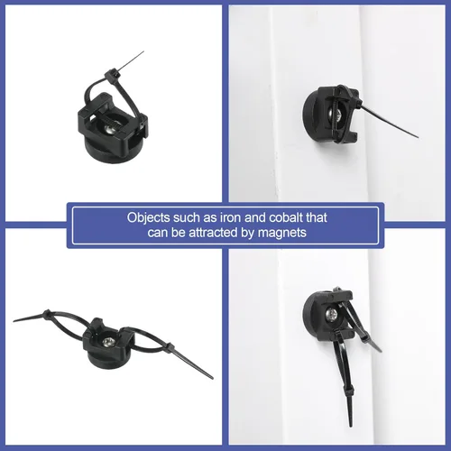 Miniatura 6 de Yookeer 15 piezas de base magnética de montaje de brida con cremallera, clips magnéticos negros para cables, base de gestión de bridas de cables