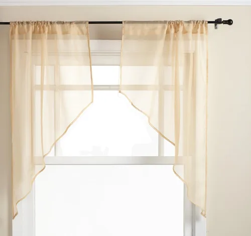 Miniatura 35 de Stylemaster Elegance Cenefa recta de gasa transparente, 60 x 14 pulgadas, color dorado