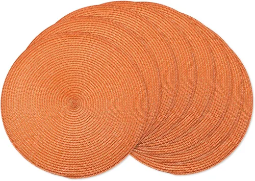 Miniatura 40 de AHHFSMEI Juego de 6 manteles individuales redondos trenzados de 15 pulgadas para mesas de comedor, tejido natural, resistentes al calor, color azul