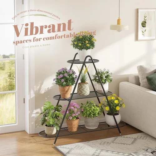 Miniatura 4 de STDDRE Soporte para plantas de interior, estante alto para plantas al aire libre, estante alto para plantas de 3 niveles, soporte de metal grande