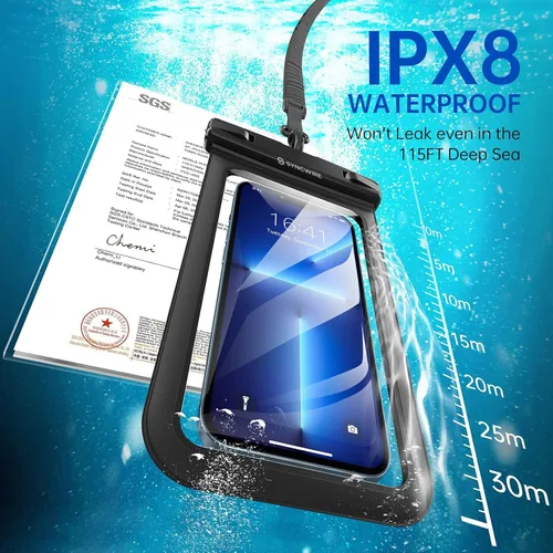 Miniatura 2 de Syncwire Funda impermeable para teléfono [paquete de 2] – Funda universal IPX8 impermeable para teléfono con cordón compatible con iPhone 13/12/11