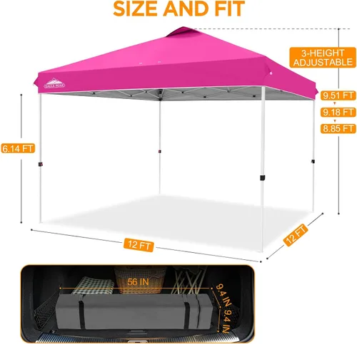 Miniatura 315 de EAGLE PEAK Tienda de campaña desplegable con bolsa de transporte con ruedas, 8 estacas, 4 cuerdas, 4 bolsas de peso, toldo de tienda de campaña