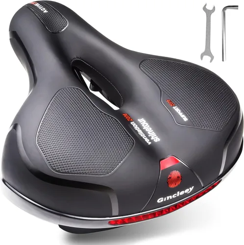 Miniatura 9 de Asiento de bicicleta cómodo para mujer y hombre, sillín de bicicleta ancho de repuesto con acolchado de espuma viscoelástica, suave y con absorción