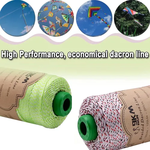 Miniatura 5 de 9KM DWLIFE Cuerda trenzada de cometa Dacron de 200 libras, 1000 pies, poliéster yoyo, cuerda resistente para exteriores Rojo