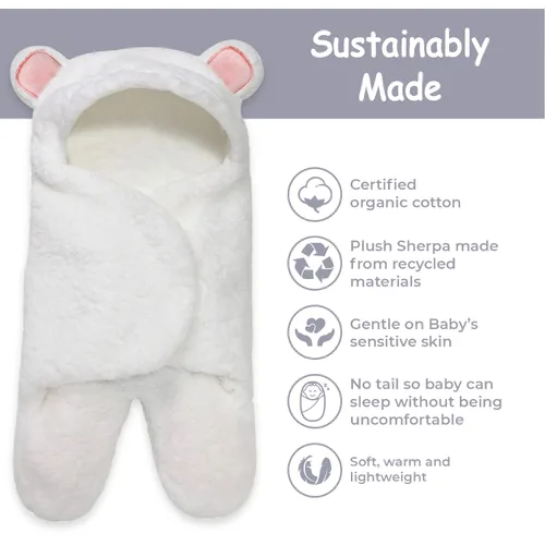 Miniatura 2 de Jam Naturals - Manta de envoltura para bebé, linda manta orgánica en forma de oso para envolver al bebé recién nacido, regalo de registro suave