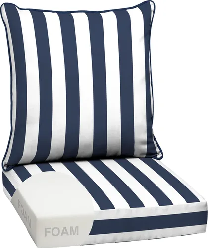 Miniatura 46 de Arden Outdoor Deep Seat Cushion Set, 24 x 24 pulgadas, Cojín para exteriores resistente al clima, a la lluvia y a la decoloración para silla, sofá
