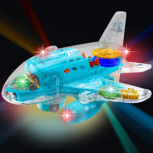 Miniatura 5 de ArtCreativity Juguete de avión transparente iluminado para niños pequeños de 1 a 3 años, divertido juguete de avión para niños de 3 a 5 años