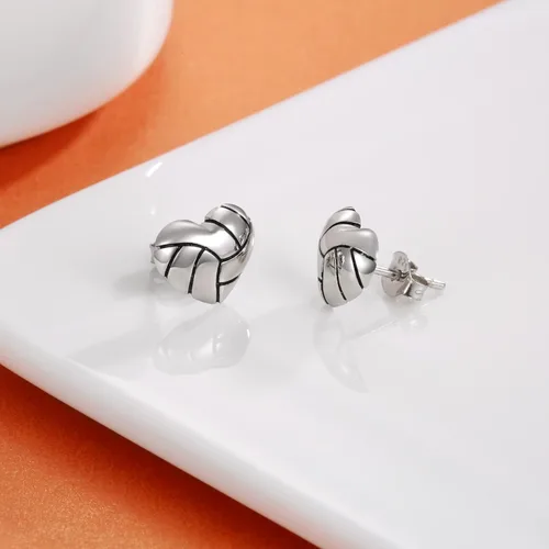 Miniatura 2 de 925 Sterling Silver Heart Volleyball Basketball Softball Baseball Stud Earrings Hypoallergenic Jewelry Gifts for Women Teen Girls Players