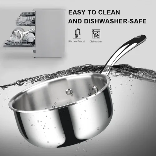 Miniatura 6 de Duxtop Cacerola Whole-Clad Tri-Capa de Acero Inoxidable con Tapa, 3 Cuartos, Utensilios de Cocina de Inducción