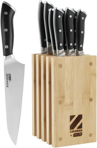 Miniatura 6 de Zakarian by Dash - Juego de cuchillos de cocina de 11 piezas con bloque, cubiertos forjados de acero inoxidable alemán con bloque magnético