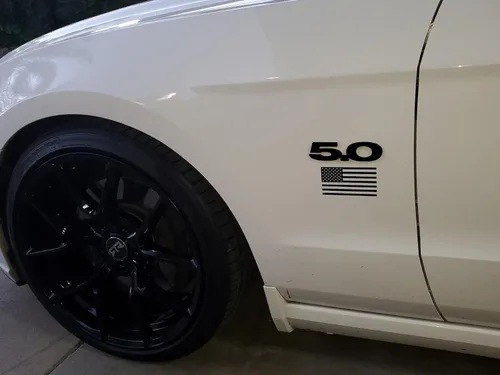 Miniatura 5 de 2 unidades (par) de placa de emblema para salpicadero lateral de puerta de 5.0 litros para Ford Mustang F150 GT - Negro completo (sin punto rojo)
