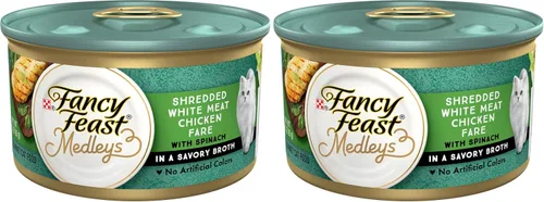 Miniatura 10 de Purina Fancy Feast Comida Húmeda para Gatos Medleys Pollo Desmenuzado de Carne Blanca Fare con Espinacas en Sabroso Caldo de Comida para Gatos