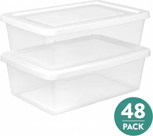 Miniatura 15 de Sterilite Paquete de 8 contenedores apilables con tapa, diseño de plástico transparente, 90 cuartos de galón