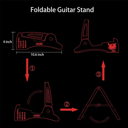 Miniatura 4 de Soporte universal plegable para guitarra con marco en A, antideslizante, soporte fuerte para guitarra acústica eléctrica, bajo, ukelele, viaje