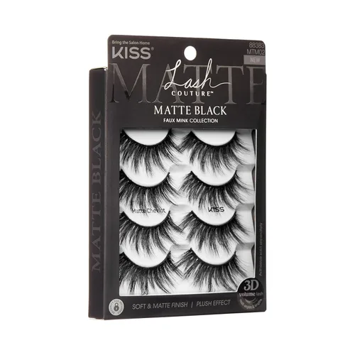 Miniatura 4 de KISS Pestañas postizas de color negro mate, Cheviot mate, 0.71 a 0.78 pulgadas, incluye 4 pares de pestañas, fáciles de aplicar, racimos de pestañas