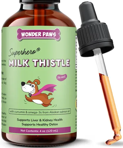 Miniatura 10 de Wonder Paws Cardo mariano, soporte hepático para perros, apoya la función renal para mascotas, desintoxicación, soporte hepático, con aceite