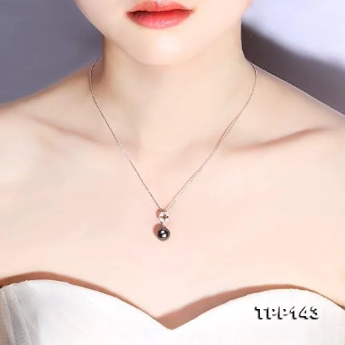 Miniatura 2 de Plata de ley jyx 9,5mm Tahitian Perla Cultivada Collar con Colgante