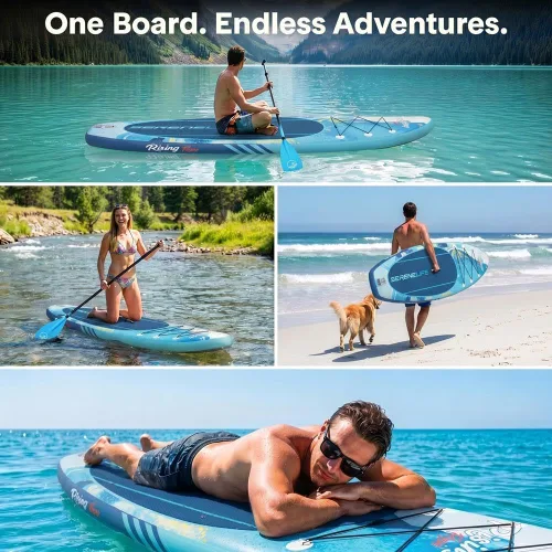 Miniatura 6 de SereneLife Tabla de Paddle Inflable de Pie - Diseño Amplio y Estable, Cubierta Antideslizante para Adultos y Jóvenes con Accesorios Premium