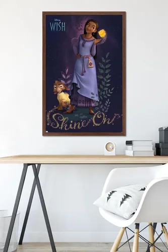 Miniatura 6 de Trends International Disney Wish - Póster de pared Asha, 22.37 x 34.00 pulgadas, versión enmarcada de caoba