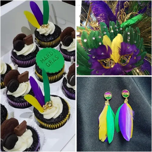 Miniatura 6 de Holmgren Plumas de Artesanía de Mardi Gras a Granel – 200 piezas Plumas de Ganso Grandes de 5-6 pulgadas para Decoración de Mardi Gras Carnaval