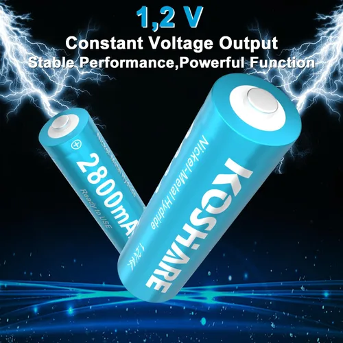 Miniatura 3 de Batería AA recargable con cargador, 16 baterías Ni-MH de 1.2 V con 16 x 2800 mAh AA de alta capacidad, 800 ciclos, precarga, tipo C y cargador de 8