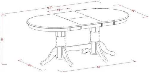 Miniatura 10 de East West Furniture VABO7-LWH-W - Juego de comedor de 7 piezas compuesto por una mesa de comedor ovalada con hojas de mariposa y 6 sillas de asiento
