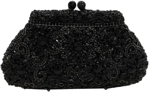 Boutique De FGG Las mujeres Crown Minaudiere bolsos de noche flor cristal embrague monederos boda embrague