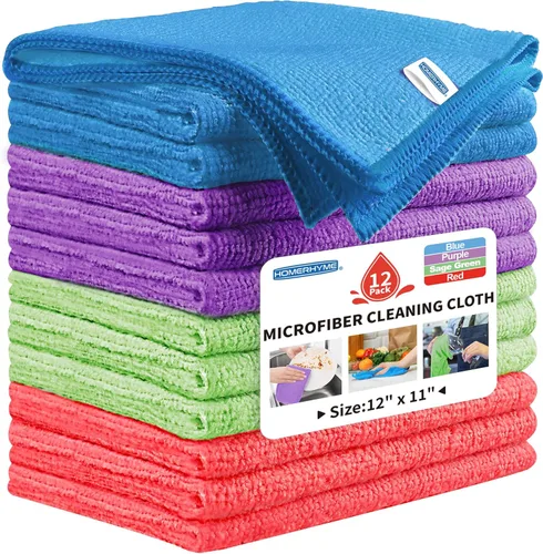 Miniatura 16 de Paño de limpieza de microfibra, paquete de 12 trapos de limpieza Biege, paños de limpieza de 12 x 11 pulgadas, paños de lavado sin pelusas, toallas