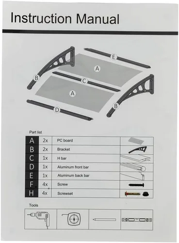 Miniatura 8 de Toldo para ventana, toldo para puerta, aplicación doméstica, cubierta de lluvia para puertas y ventanas, aleros (39.4 x 31.5 in, soporte gris)