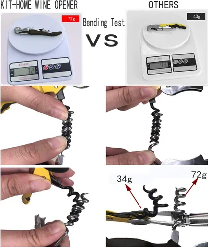 Miniatura 3 de Juego Profesional de Sacacorchos para Camareros, Llave de Vino de Acero Inoxidable Resistente con Bisagras para Camareros de Restaurantes