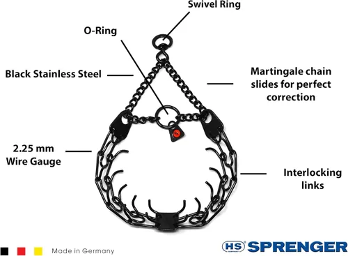 Miniatura 2 de Herm Sprenger Collar de Entrenamiento para Perros de Púas de Acero Inoxidable Negro con Giratorio Collar de Pellizco Ultra-Plus para Mascotas Collar