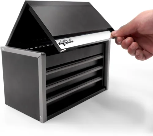 Miniatura 4 de sdroceRyaM Mini caja de herramientas de metal, caja de herramientas apilable de acero portátil de 3 cajones, pequeña caja de herramientas con forros