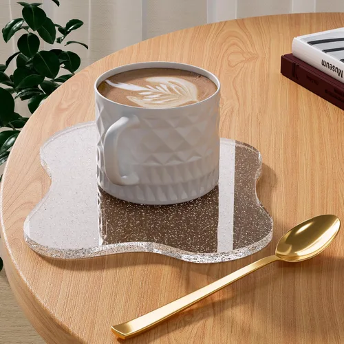 Miniatura 22 de Posavasos Decorativos de Acrílico, Posavasos Irregulares para Bar y Bebidas, Posavasos para Taza de Café con Forma de Nube Transparente, Perfecto