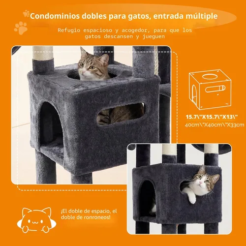 Miniatura 5 de Heybly Árbol para gatos, torre de gato amplia y alta de 74.8 pulgadas para gatos grandes, muebles para gatos con percha superior grande, base