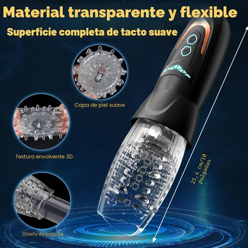 Miniatura 4 de Masturbador automático masculino juguete sexual con 10 vibraciones, 8 patrones de empuje y rotación, juguetes sexuales masculinos para hombres